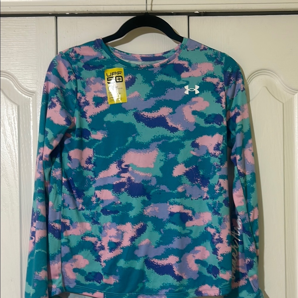 Under Armour Girl’s Camouflage Long Sleeve- Purple , Blue and Pink. Rashguard